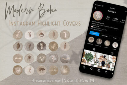 Modern Boho IG Highlight Covers Icon Set